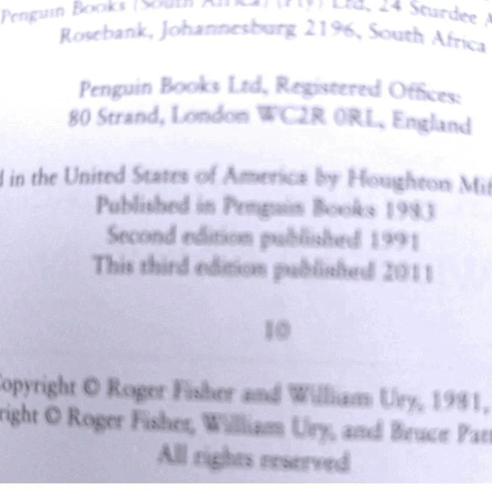 Getting‎ to Yes Negotiating Agreement Without Giving In Fisher Ury Patton 2011